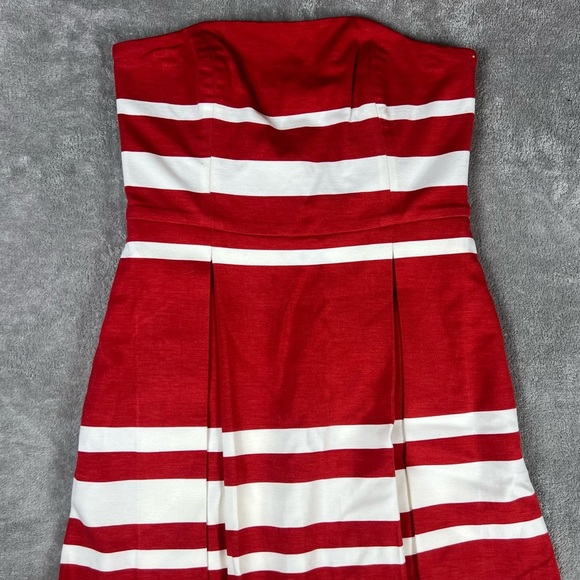 Anthropologie Dress Womens 4 Maeve Red Mita Strapeless Fit Flare Nautical Classy - Picture 8 of 13